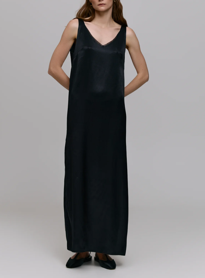 Сукня максі з розрізами - Чорна WKMF (WKMF_228_2)