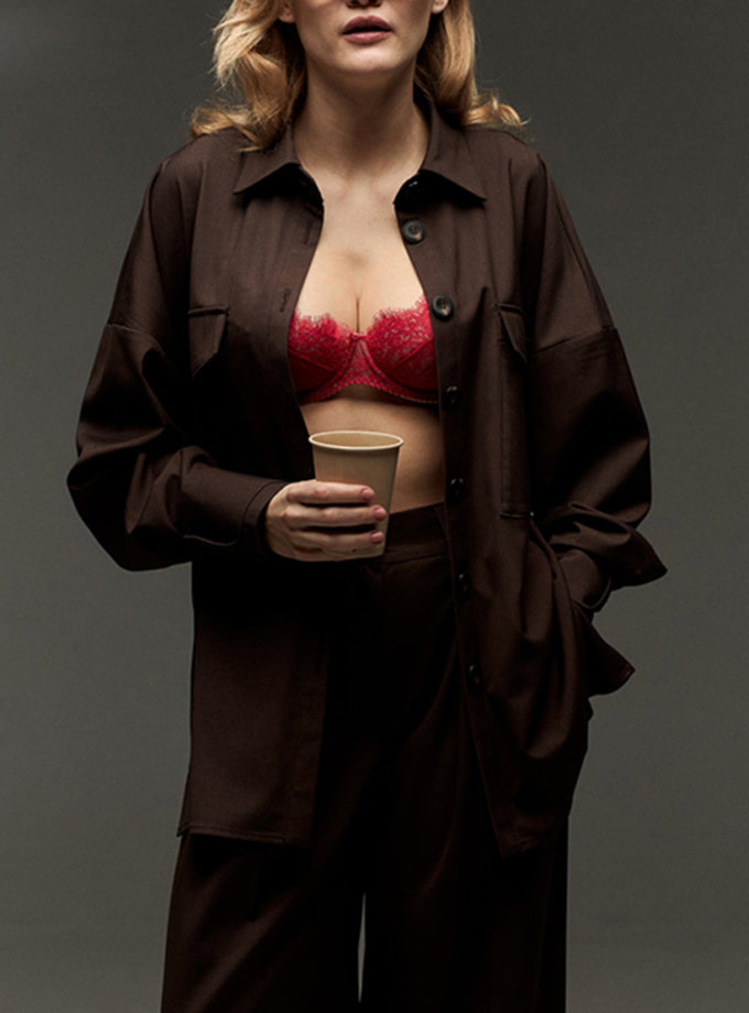 Сорочка оверсайз крою коричневого кольору TWINSIS CLOTHES (TW_AL_AM 004538)