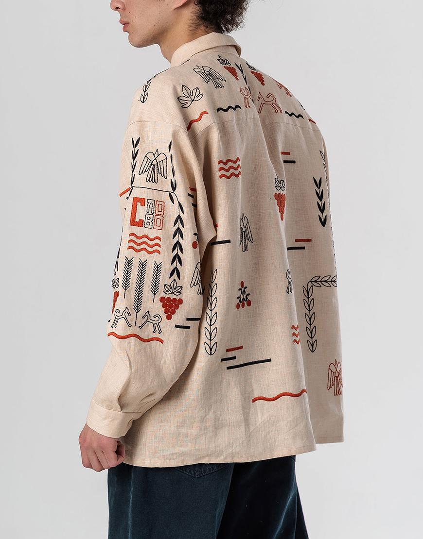 1lsNVm0efQOydhNSIDvYojKZLlaGvuy5MbA2zJ3T (2) Лляна вишита сорочка бежевого кольору Men's Slovo ETNODIM (ETN_MENS SLOVO) - фото 3