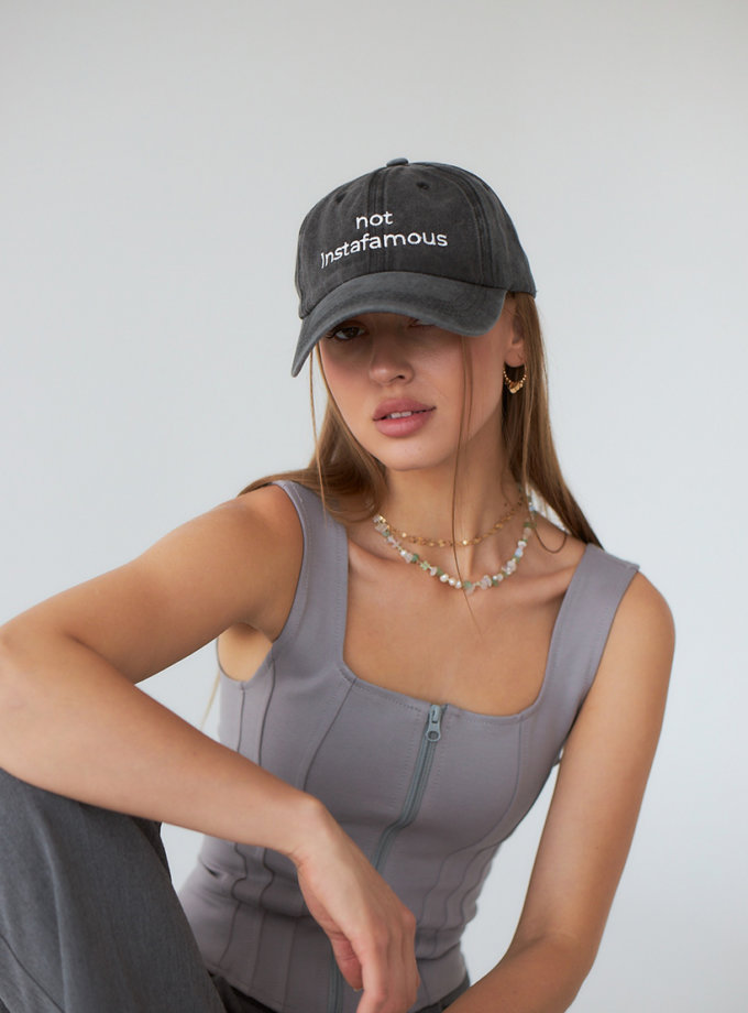 Джинсова сіра кепка not instafamous BITCHIN' (BTCH_KS_QT22_24)
