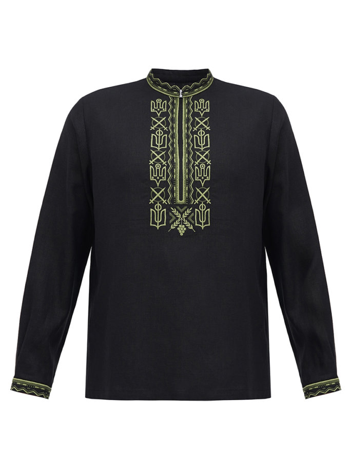 Чоловіча вишиванка з символами Київської Русі 988 Black ETNODIM (ETN_988 Black)