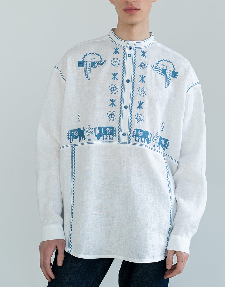 8ErE7SvDgTLVZQSVU5ZfMWJ1sj9eAWhqnUIhUiQy Лляна сорочка з вишивкою Adam ETNODIM (ETN_Adam) - фото 2