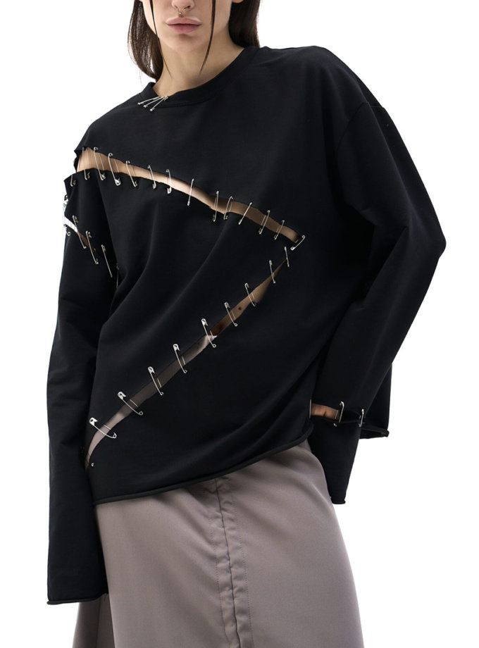 Лонгслів чорний Pin FMK (FMK_23551)