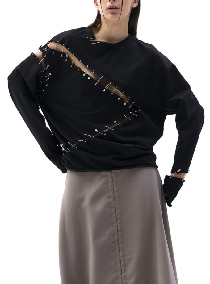 Лонгслів чорний Pin FMK (FMK_23551)