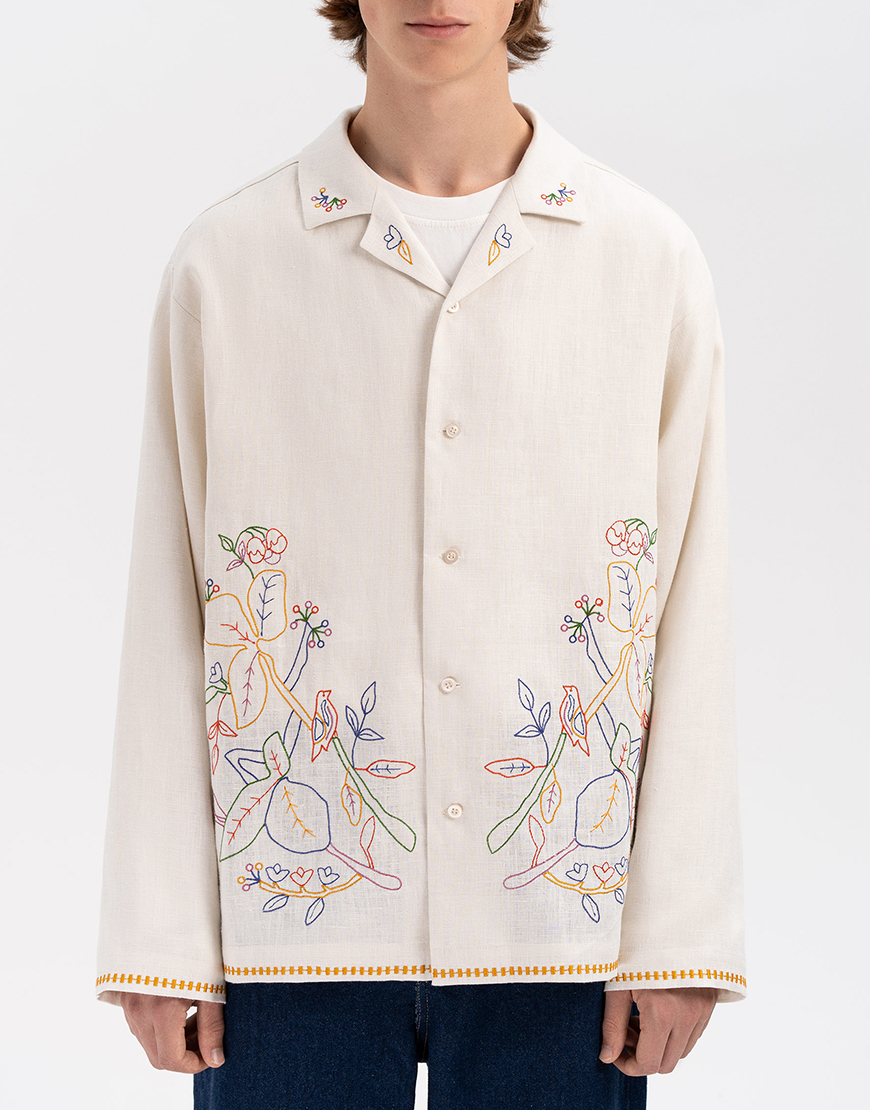 GEQCoUacX550I6AoMmum8KhQ5ecwqk5t3s0R7jNV Світла сорочка з кольоровою вишивкою Глід ETNODIM (ETN_Glid) - фото 2