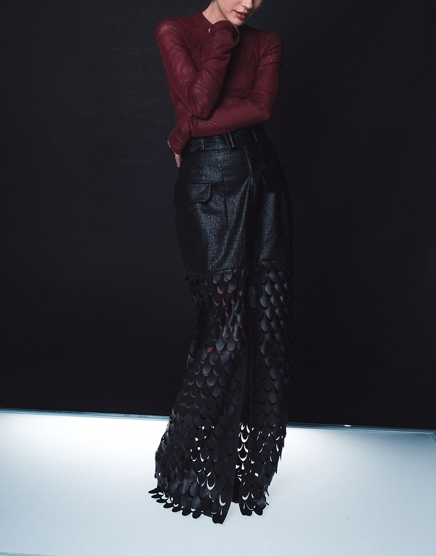 IMG_11654 Спідниця з еко-шкіри Експресія тиснення під шкіру пітона ROSCA (RSC-SKRT-EXP-005/1) - фото 2