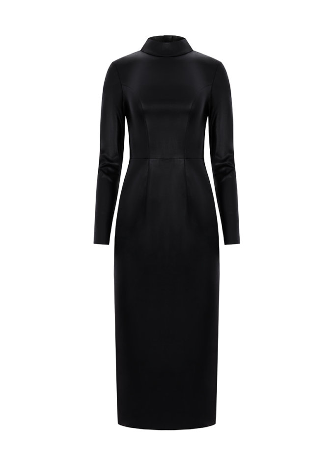 Сукня силуетна шкіряна чорна ROSCA (RSC_Leather-dress-001)