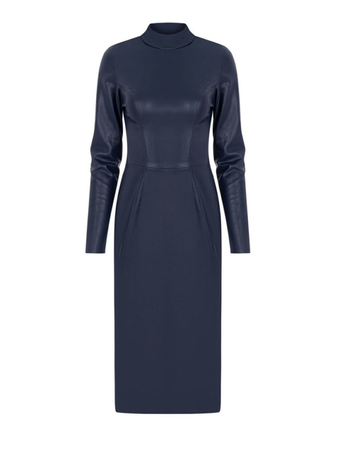 Сукня силуетна шкіряна синя ROSCA (RSC_Leather-dress-001/3)