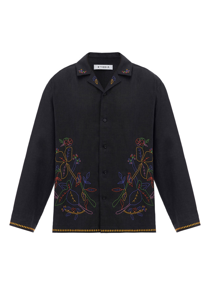 Темна сорочка з кольоровою вишивкою Глід ETNODIM (ETN_Glid_B)