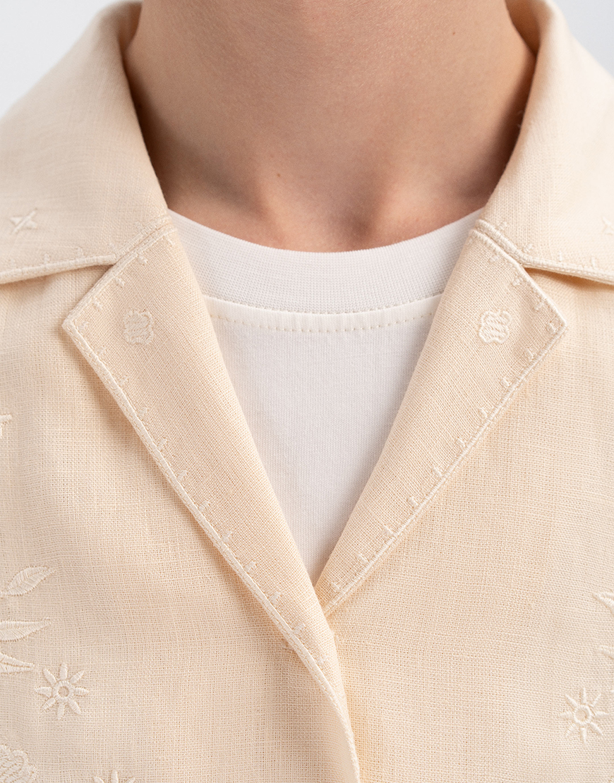 P6REoQoIMZWFEnHWpe4pa0VbtpiSfAyIseGK98wL Сорочка кремового кольору з вишивкою в тон Буркун ETNODIM (ETN_Bukrun) - фото 6