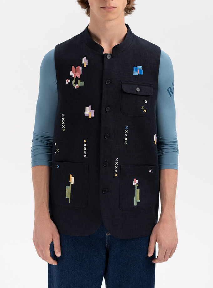 Чоловічий вишитий жилет Деревій ETNODIM (ETN_Drevniy)