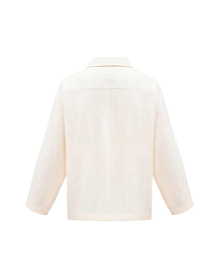 fnSpxcbSbAmsHH8AolYM1DVzi5i1o6wpNpWUCTnz Сорочка кремового кольору з вишивкою в тон Буркун ETNODIM (ETN_Bukrun) - фото 5