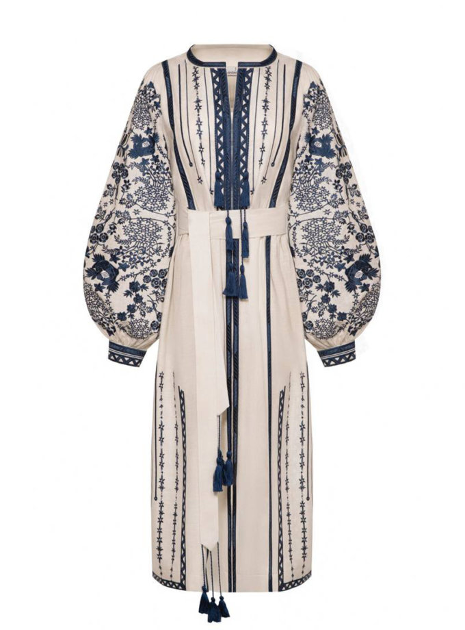 Квітуча сукня міні молочного кольору GUSAK DESIGN (GSK_GSY_LOS_24) - фото 9