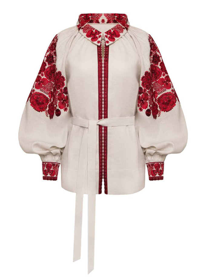 Традиційна лляна блуза молочного кольору GUSAK DESIGN (GSK_GBL_YG_24) - фото 9