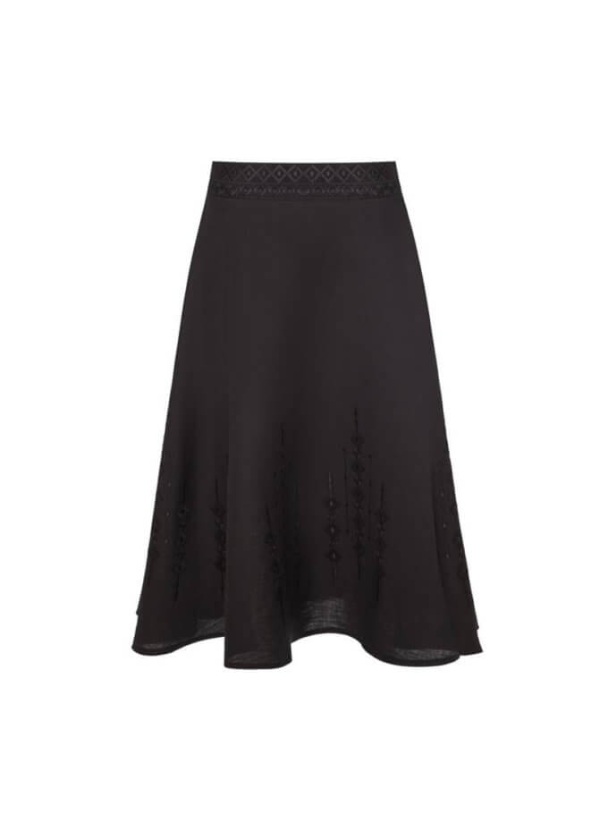 Чорна спідниця із монохромною вишивкою GUSAK DESIGN (GSK_ GSP_RI_25)