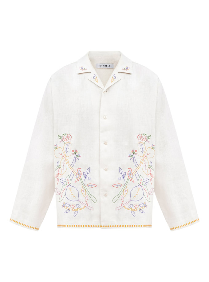 Світла сорочка з кольоровою вишивкою Глід ETNODIM (ETN_Glid)