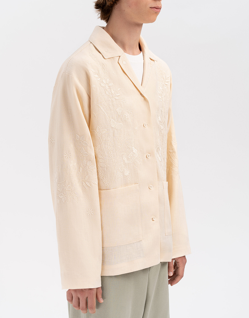 uJfpSCdeaUveYgISsE7A0Am0Wbe3OTw447bQsiYM Сорочка кремового кольору з вишивкою в тон Буркун ETNODIM (ETN_Bukrun) - фото 3