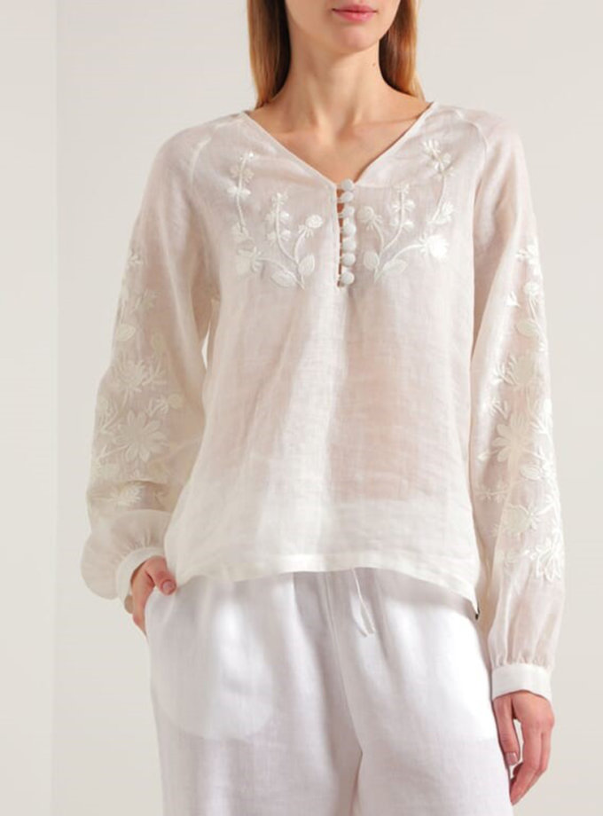 Вишита блуза Розмай білий цвіт GAPTUVALNYA (GPTV_AA_1440)