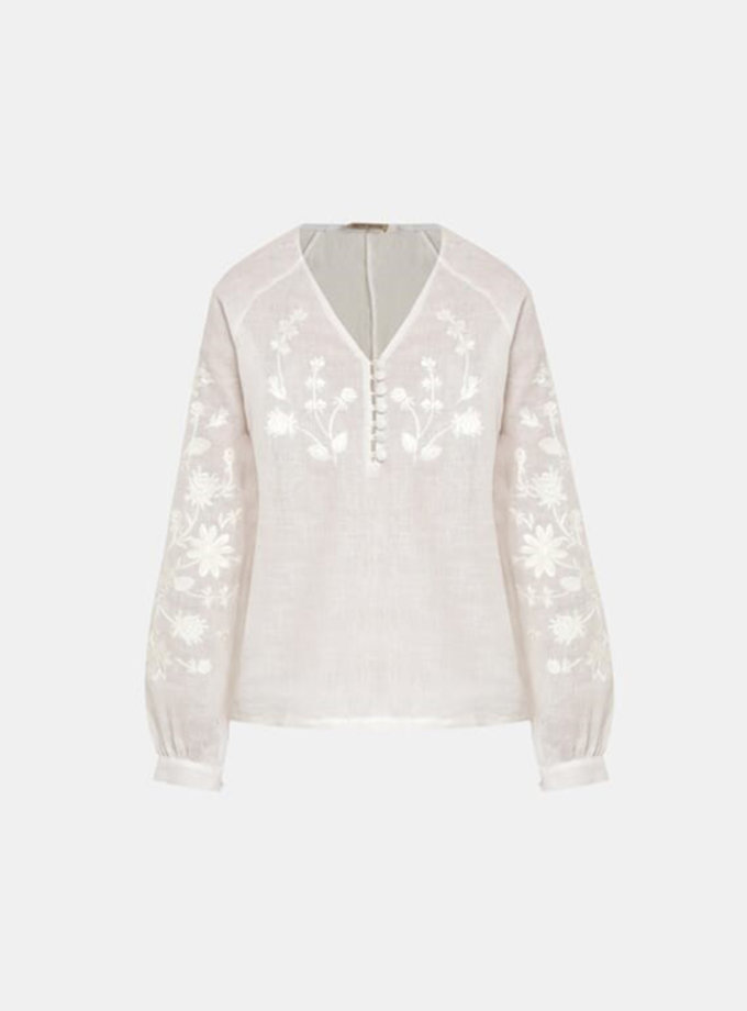 Вишита блуза Розмай білий цвіт GAPTUVALNYA (GPTV_AA_1440)