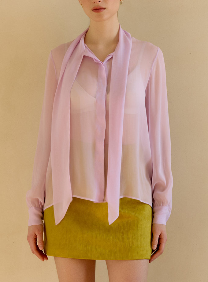 Сорочка з шовкового шифону ніжно-лілова WKMF (WKMF_260_1)