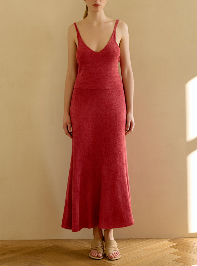 В'язана сукня максі ягідна WKMF (WKMF_266_2)