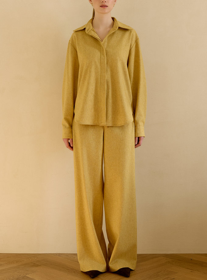 Вовняні брюки жовто-бежеві WKMF (WKMF_251_1-2)