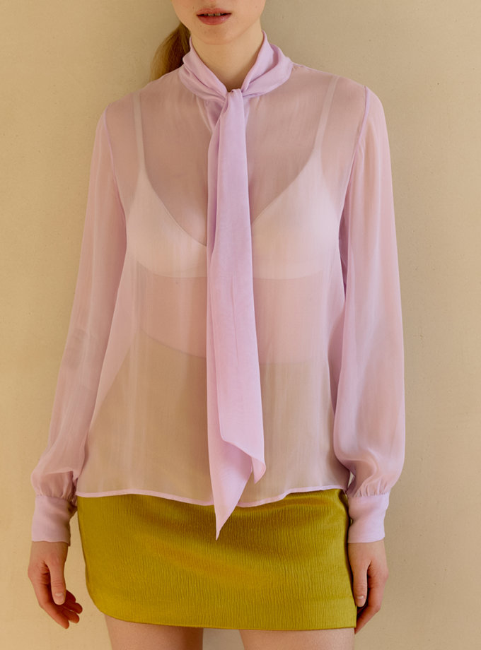 Сорочка з шовкового шифону ніжно-лілова WKMF (WKMF_260_1)