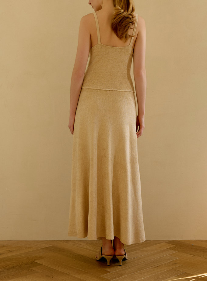 В'язана сукня максі бежева WKMF (WKMF_266_1)