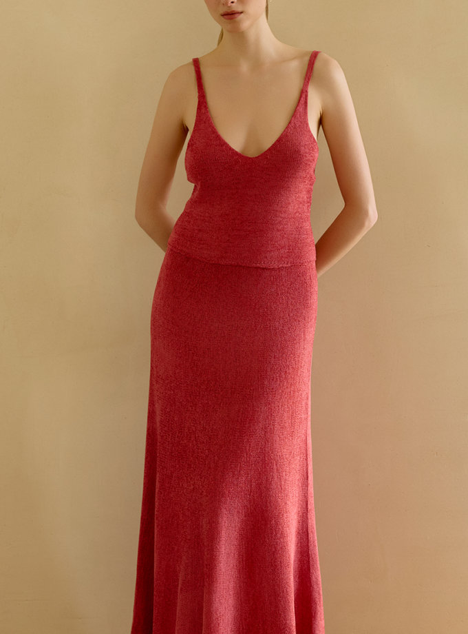 В'язана сукня максі ягідна WKMF (WKMF_266_2)