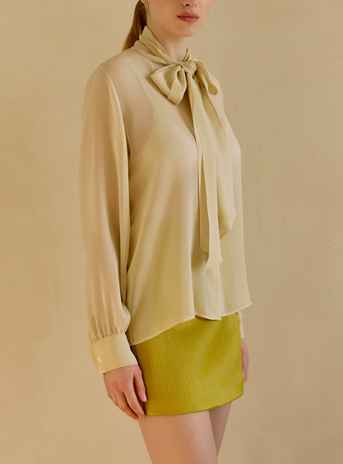 Сорочка з шовкового шифону бежева WKMF (WKMF_260_2)