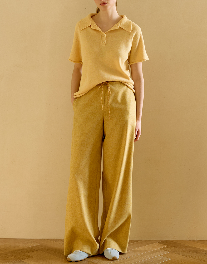 Evoto Вовняні брюки жовто-бежеві WKMF (WKMF_251_1-2) - фото 3