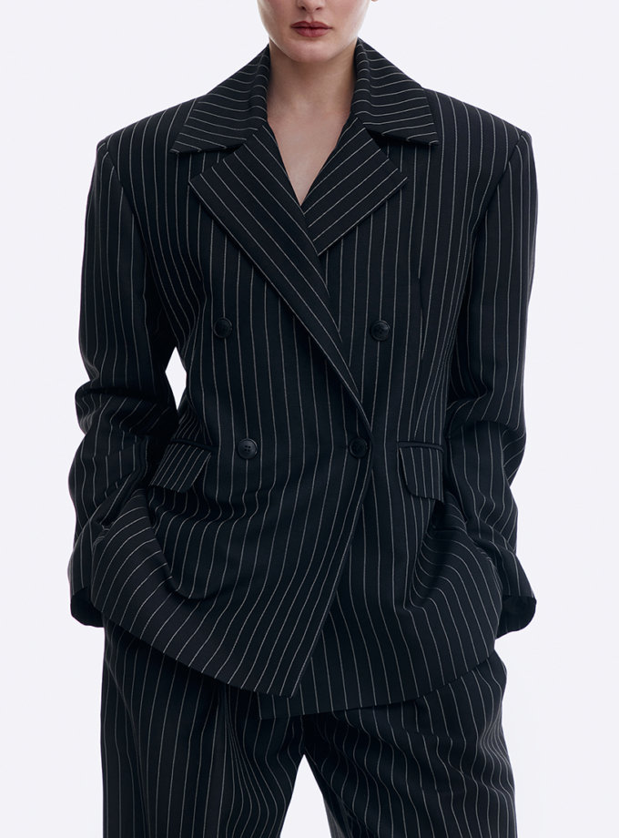 Жакет чорний у смужку AMBITNA (Ambtn_3)