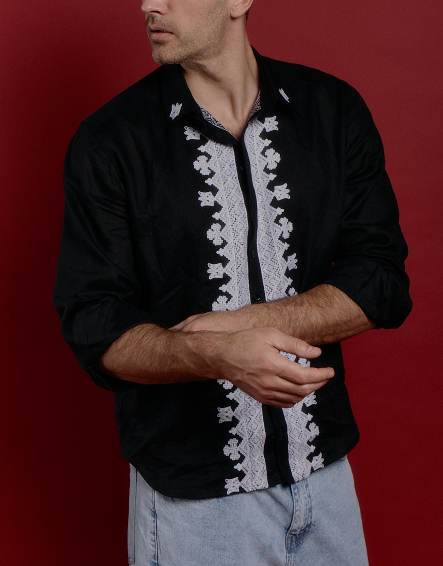 EmptyName 809 Вишивана сорочка Переможець чорна VARENYKY FASHION (VRNK_UA-7007) - фото 3