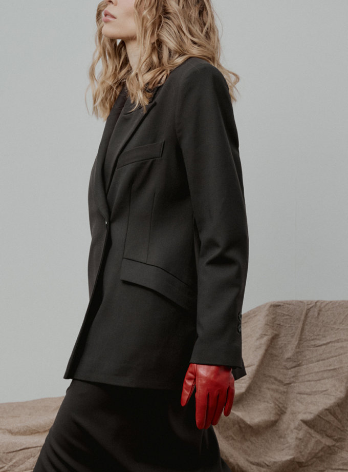 Чорний приталений двобортинй піджак SELERA (SLR_FFW25_22)