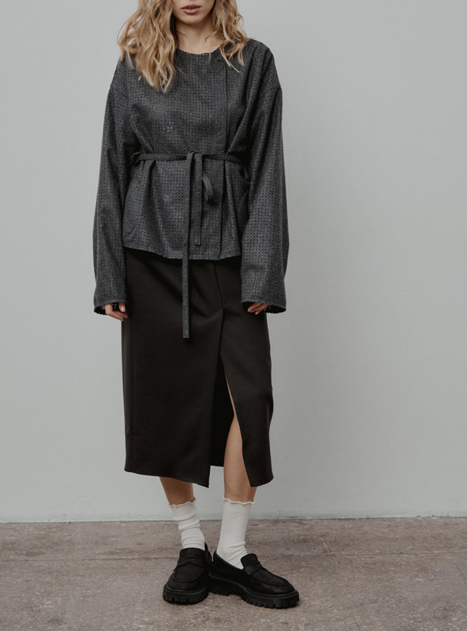 Чорна вовняна спідниця міді SELERA (SLR_FW24_18-1-1-2)