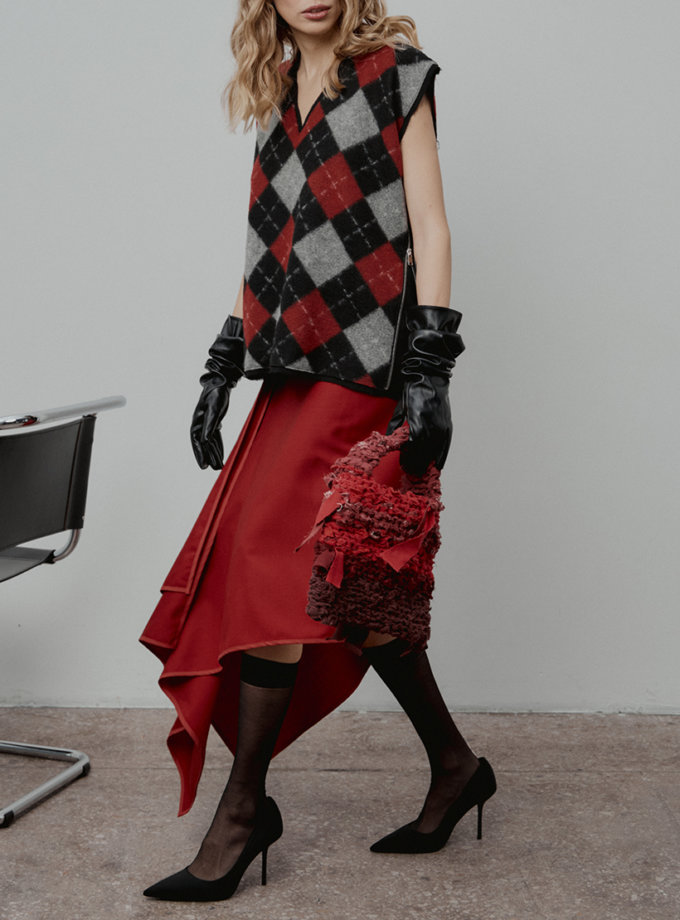 Червона асиметрична спідниця SELERA (SLR_FW24_18-1-1-1)