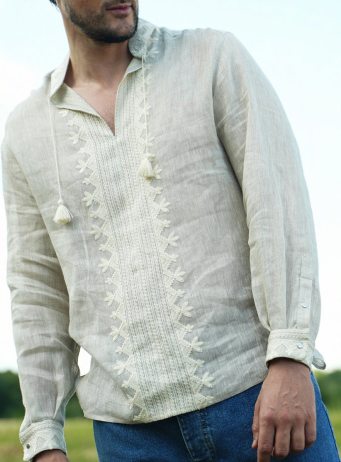 Вишивана сорочка Гетьман натуральний колір VARENYKY FASHION (VRNK_UA-7002)