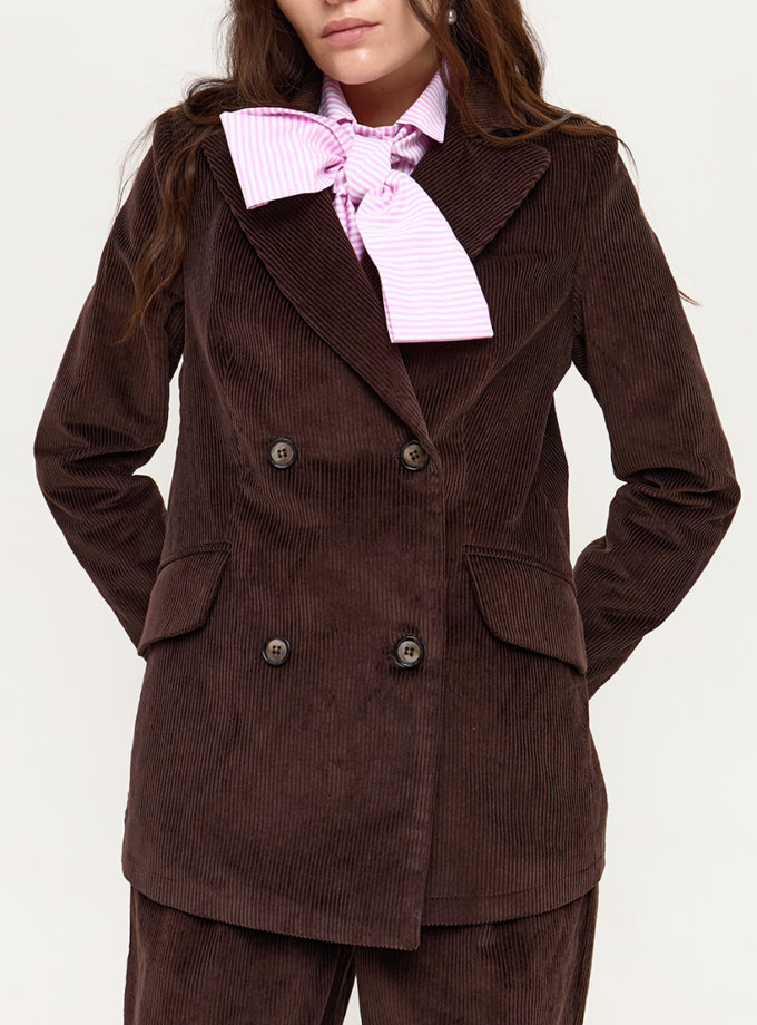 Вельветовий жакет коричневого кольору ANNA YAKOVENKO (AY_3948)