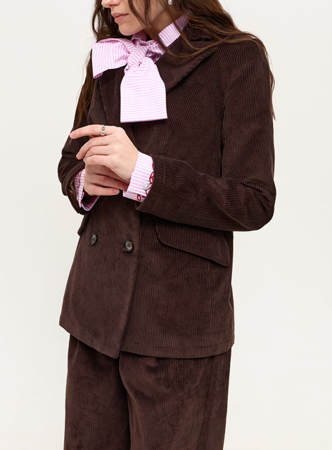 Вельветовий жакет коричневого кольору ANNA YAKOVENKO (AY_3948)