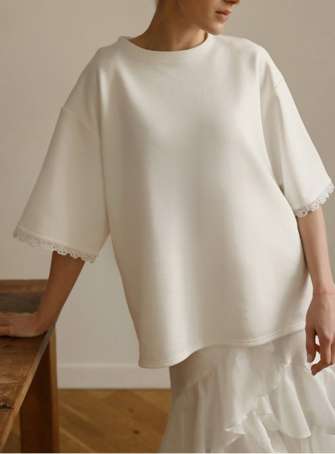 Футболка з мереживом Simple - Long NYNI (NN-099-001-1_kapsula)