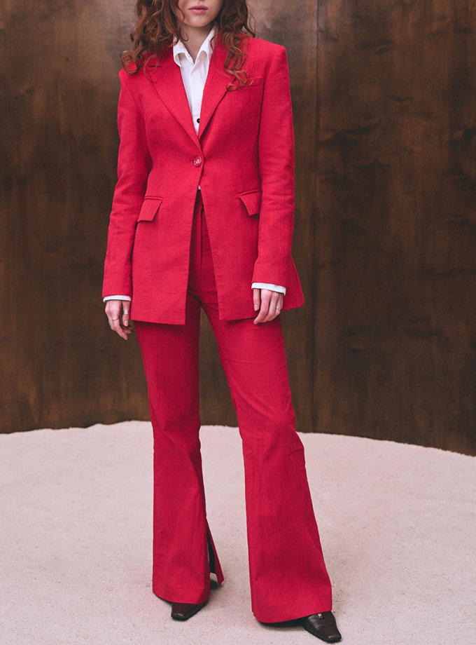 Scarlett червоні вельветові штани кльош BÚDZIKO (SCRLT-PTS-RED-SS25)