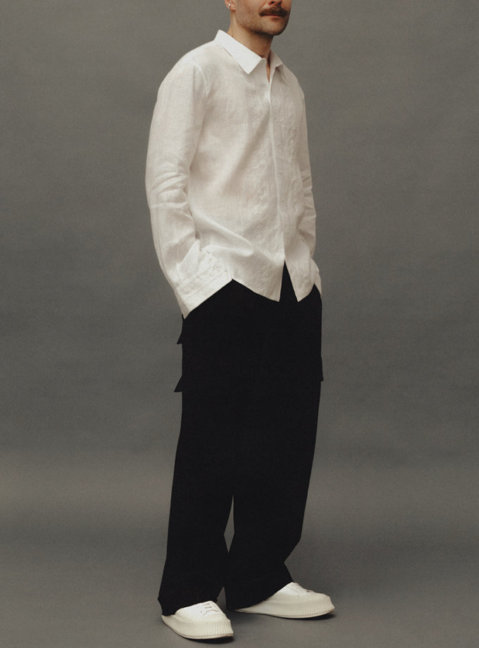 Вишивана сорочка Переможець біла VARENYKY FASHION (VRNK_UA-7038)