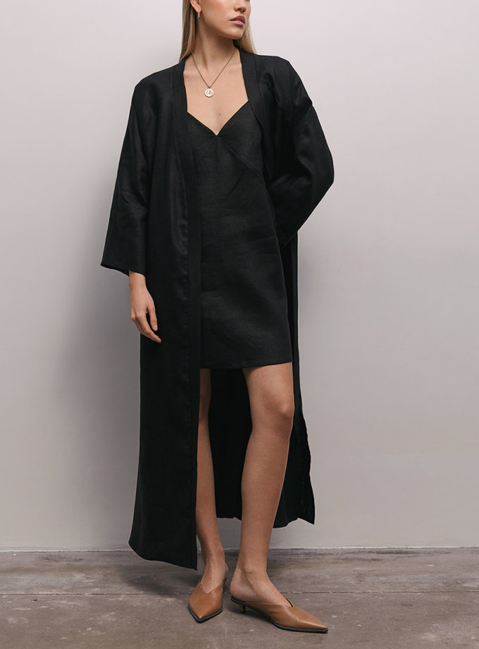 Кардиган довгий з льону CHALETY (CHLT_ Umbria_Cardigan_ Black)