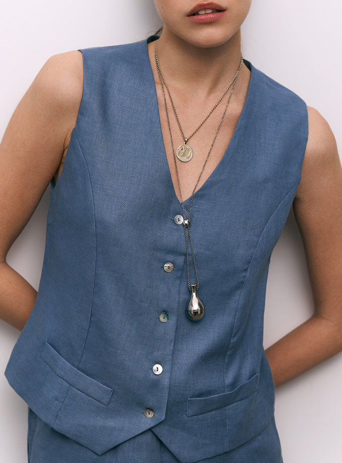 Жилет з льону блакитний CHALETY (CHLT_ Palermo_Vest_ Blue)
