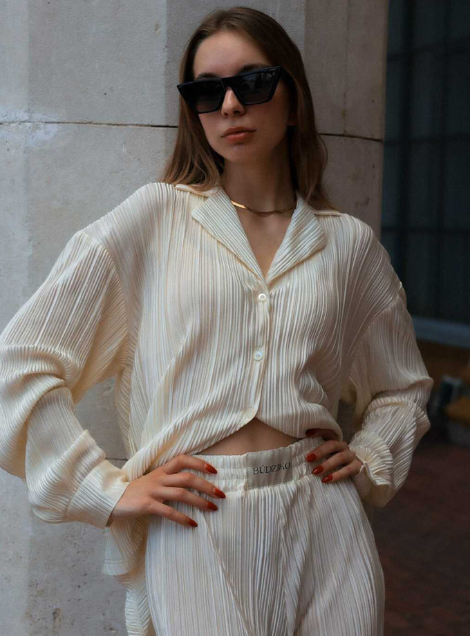 Сорочка Amelia молочна BÚDZIKO (BDZ_AML-WHT-SHRT-SS22)