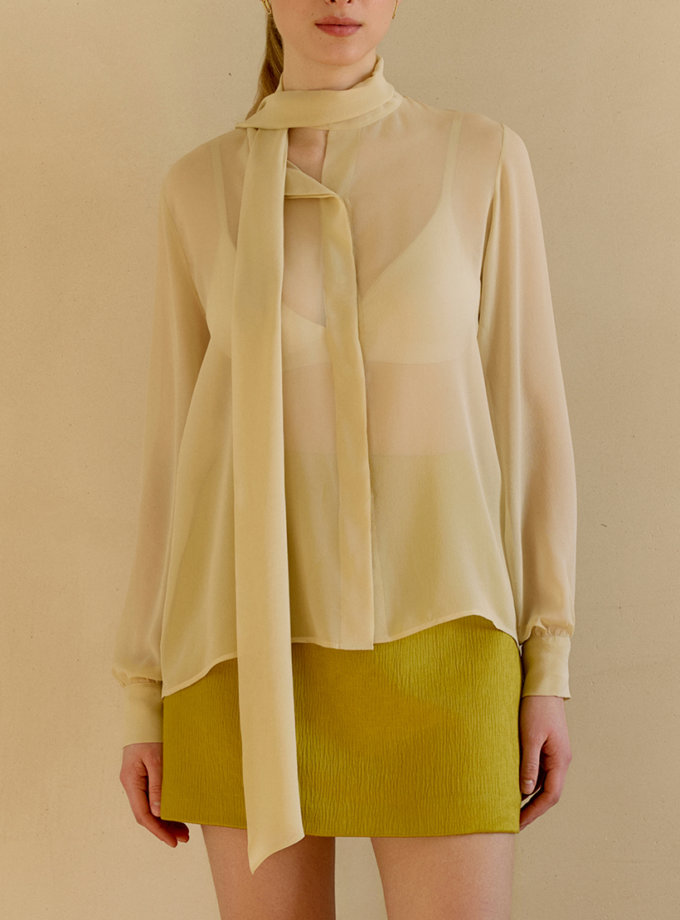 Сорочка з шовкового шифону бежева WKMF (WKMF_260_2)