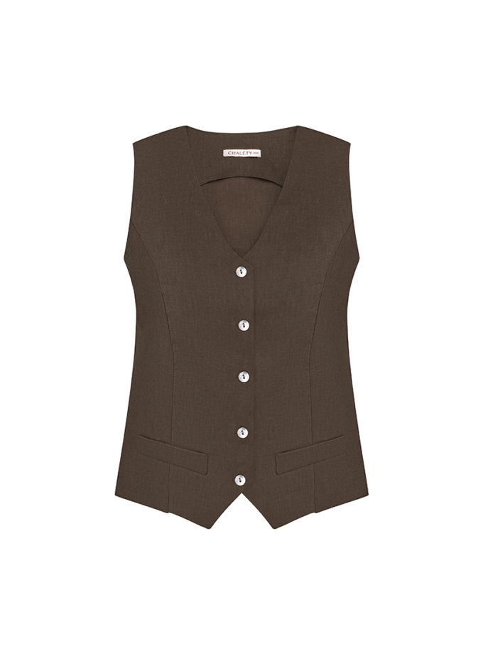 Жилет з льону коричневий CHALETY (CHLT_ Palermo_Vest_ Chocolate)