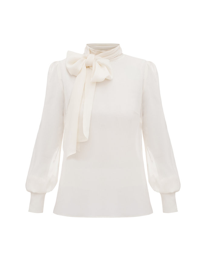 Блуза з бантом молочна AMBITNA (Ambtn_9)