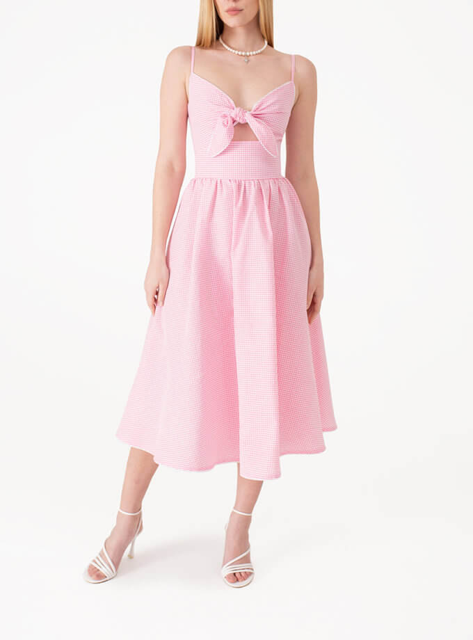 Сукня з зав’язкою у клітинку рожева MAGNETIC (MGN_1741PK)