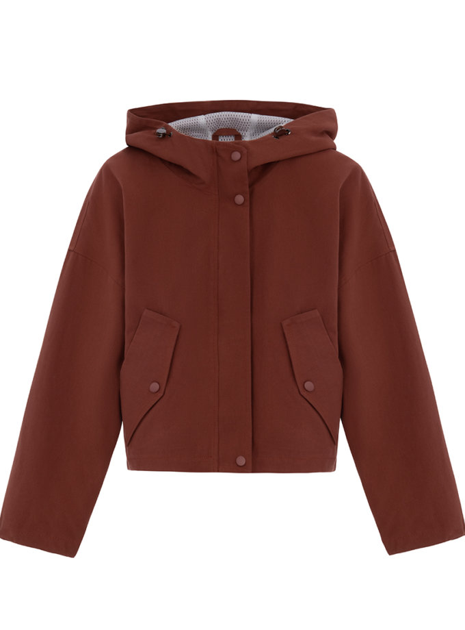 Костюм із ветрівкою та джинсами-кльош із твілу теракотовий GET DRESSED. (GD_SS25_92)